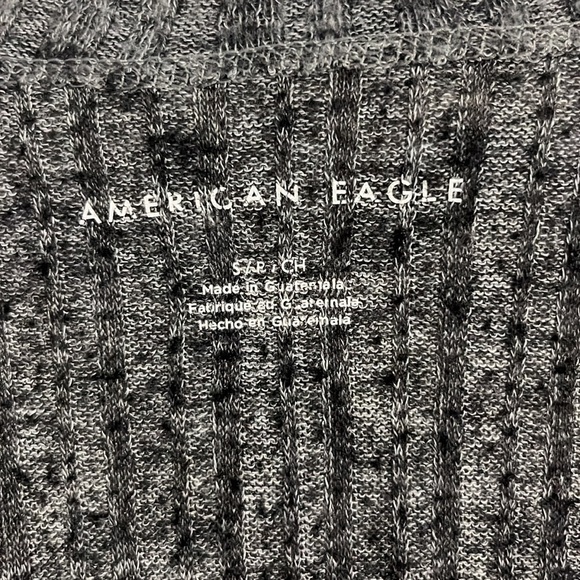 American Eagle Tie Front Top Ribbed Button Front Soft Grey size small - Picture 4 of 4